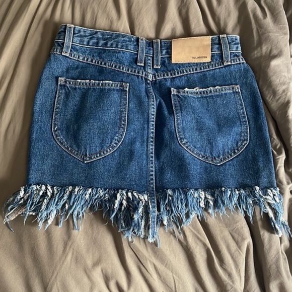 Tularosa Aubrey 5 pocket fringe mini denim skirt - Picture 5 of 5